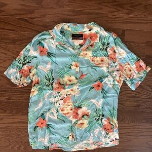 All Saints Blue and Orange Casual Button Down Shirt